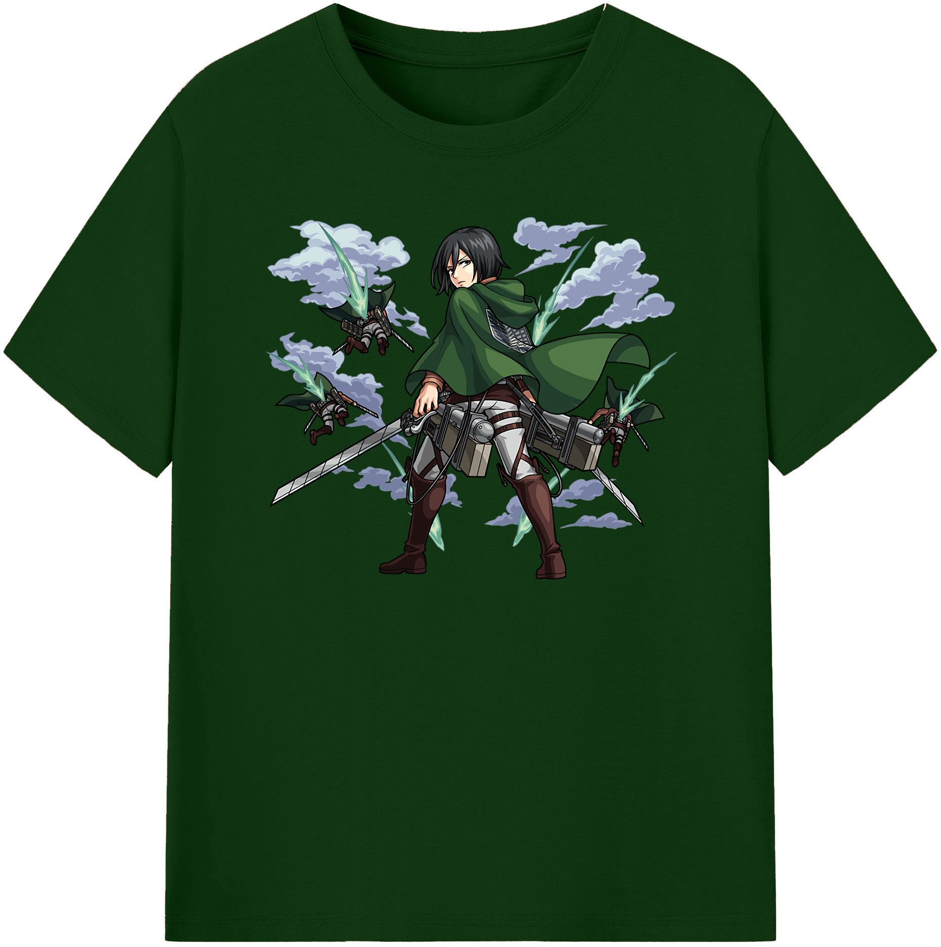 （画像用） 進撃の巨人 ミカサ·アッカーマン Attack on Titan Mikasa Ackerman 綿100％半袖Tシャツ（フロントプリント）